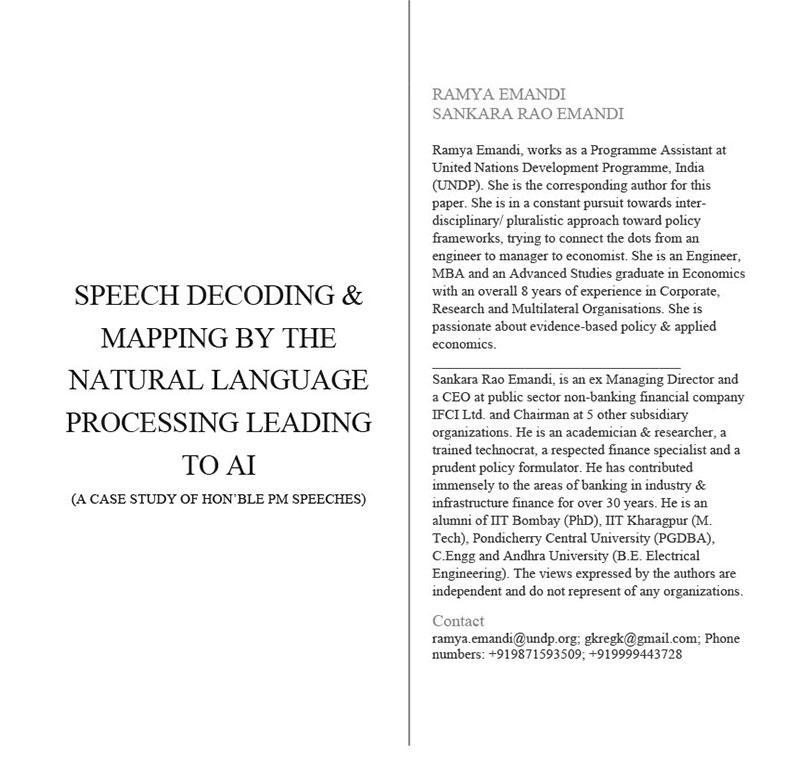 Hon’ble PM 50 Speeches Decoding & Mapping by ML & AI - A Case Study paper